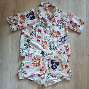 Apple Boulevard Colorful Floral Button Pajamas